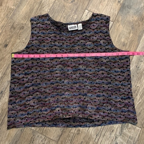 Women’s Chico’s Design multi colored cropped tank top with unique design - Picture 4 of 5